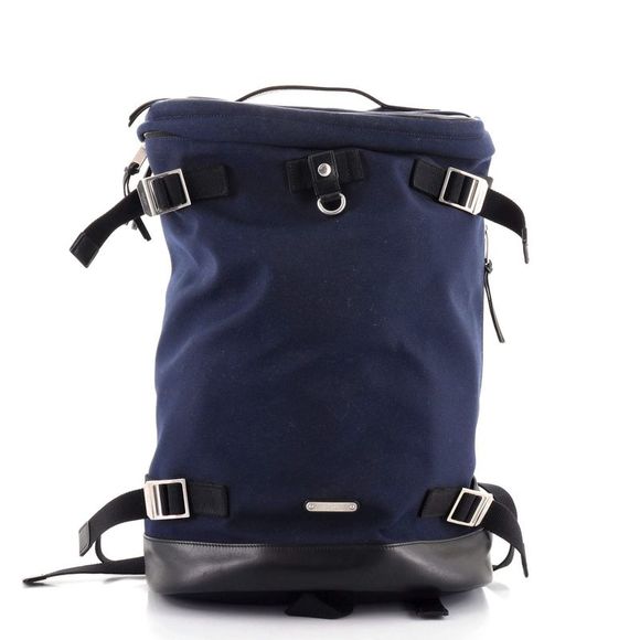 Saint Laurent Handbags - Saint Laurent Rivington Race Backpack Canvas with Leather Black, Blue